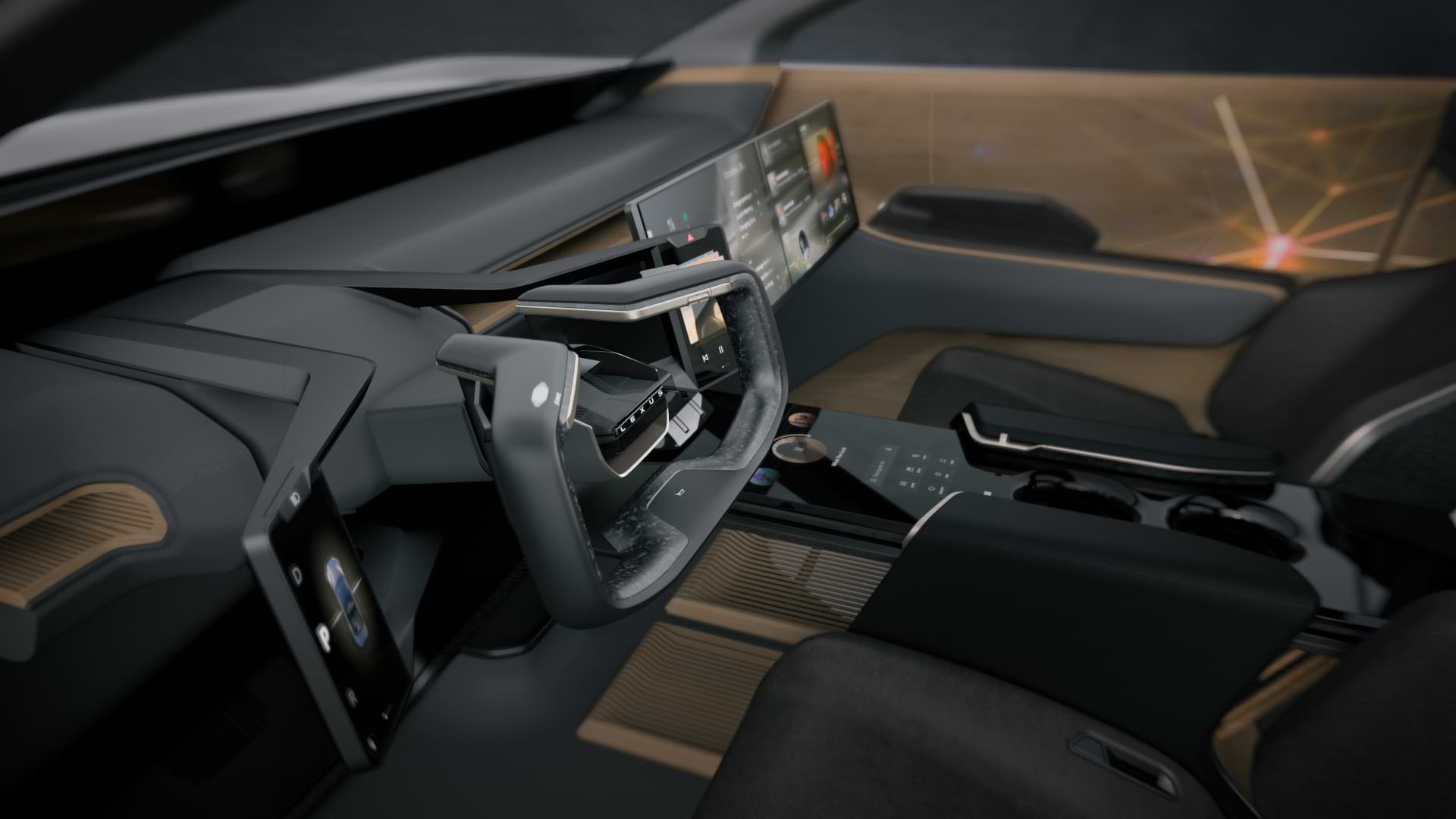 Top view of car interior, focusing on driver's area.